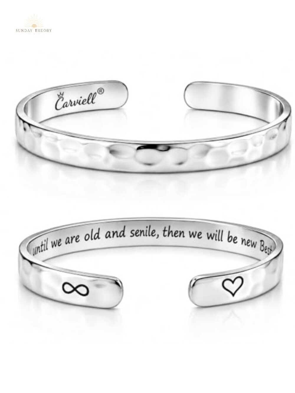 Engraved Cuff Bracelet Stainless Steel Adjustable Gift Women Friendship Message